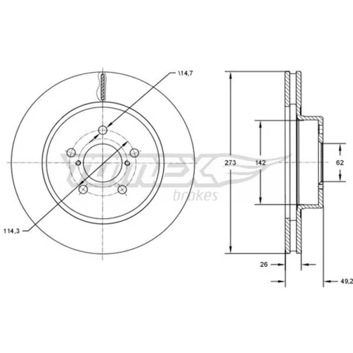 Brzdový kotúč TOMEX Brakes TX 73-12