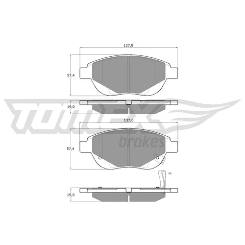 Sada brzdových platničiek kotúčovej brzdy TOMEX Brakes TX 14-86