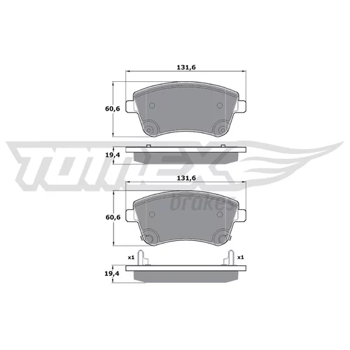 Sada brzdových platničiek kotúčovej brzdy TOMEX Brakes TX 16-53