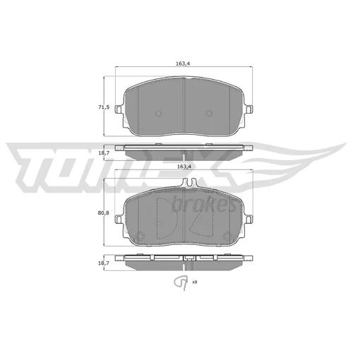 Sada brzdových platničiek kotúčovej brzdy TOMEX Brakes TX 19-71