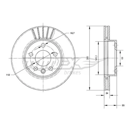 Brzdový kotúč TOMEX Brakes TX 70-78