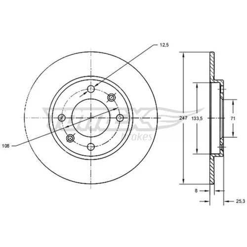 Brzdový kotúč TOMEX Brakes TX 71-53