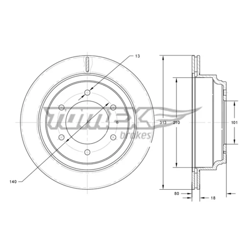 Brzdový kotúč TOMEX Brakes TX 73-70