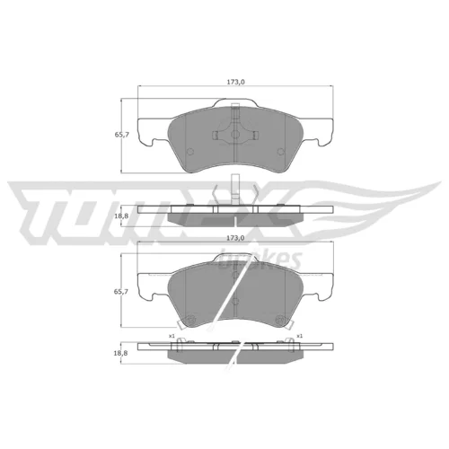 Sada brzdových platničiek kotúčovej brzdy TOMEX Brakes TX 14-88