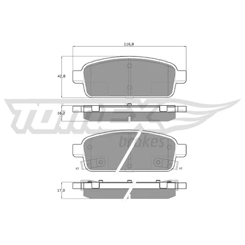 Sada brzdových platničiek kotúčovej brzdy TOMEX Brakes TX 16-52