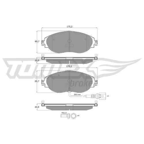 Sada brzdových platničiek kotúčovej brzdy TOMEX Brakes TX 16-84