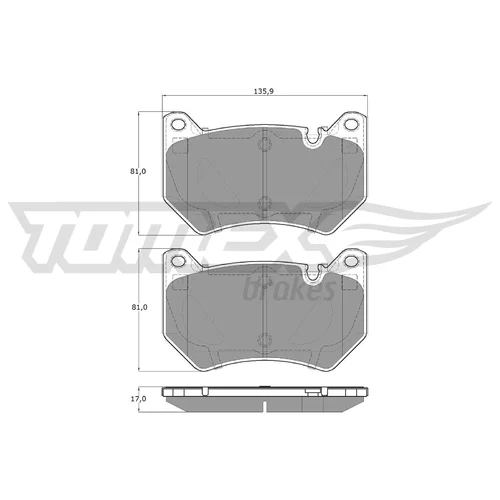 Sada brzdových platničiek kotúčovej brzdy TOMEX Brakes TX 19-43