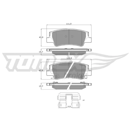 Sada brzdových platničiek kotúčovej brzdy TOMEX Brakes TX 60-26