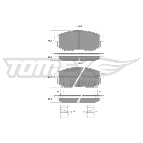 Sada brzdových platničiek kotúčovej brzdy TOMEX Brakes TX 60-43