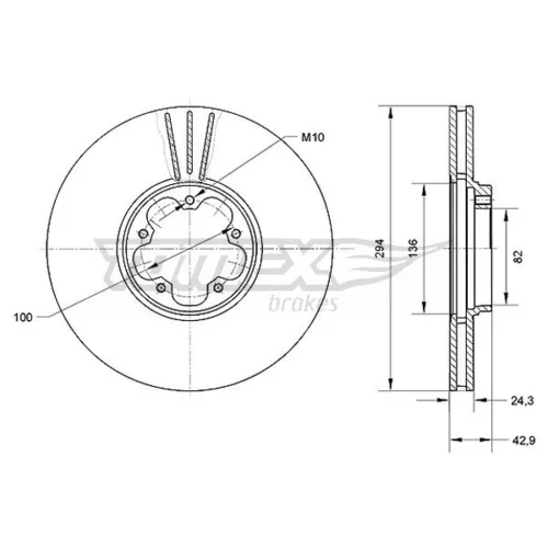 Brzdový kotúč TOMEX Brakes TX 70-96