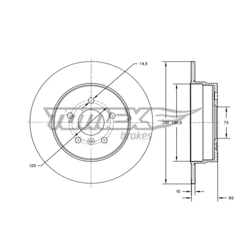 Brzdový kotúč TOMEX Brakes TX 71-45