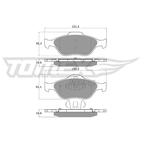 Sada brzdových platničiek kotúčovej brzdy TOMEX Brakes TX 12-55