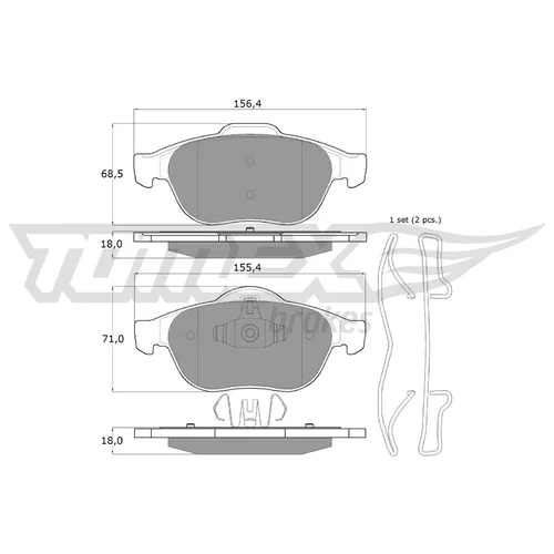 Sada brzdových platničiek kotúčovej brzdy TOMEX Brakes TX 13-50