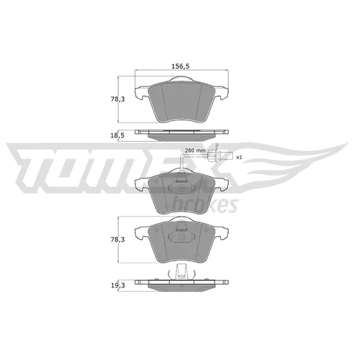 Sada brzdových platničiek kotúčovej brzdy TOMEX Brakes TX 13-58