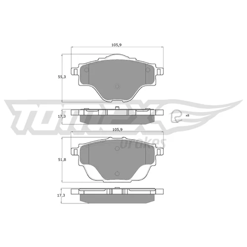 Sada brzdových platničiek kotúčovej brzdy TOMEX Brakes TX 18-37