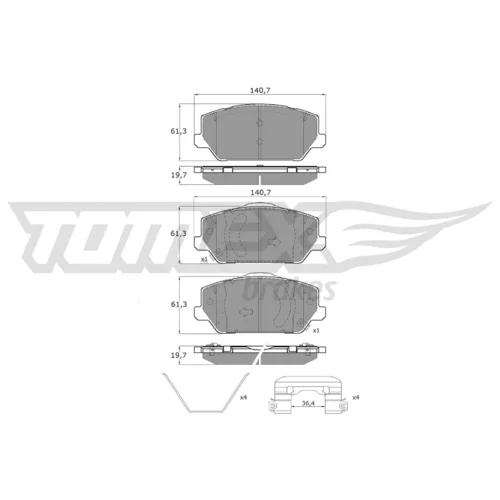 Sada brzdových platničiek kotúčovej brzdy TOMEX Brakes TX 19-60