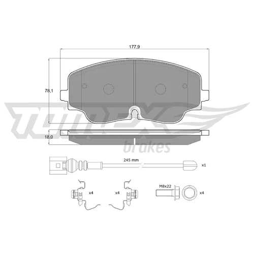 Sada brzdových platničiek kotúčovej brzdy TOMEX Brakes TX 19-87