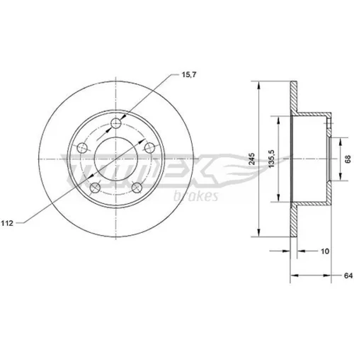 Brzdový kotúč TOMEX Brakes TX 70-02