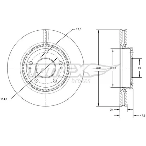 Brzdový kotúč TOMEX Brakes TX 72-47