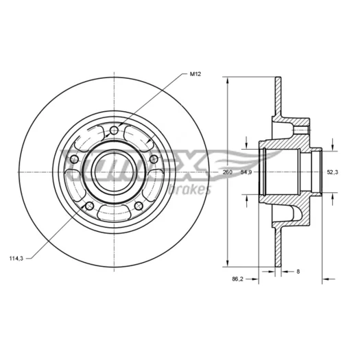 Brzdový kotúč TOMEX Brakes TX 73-561