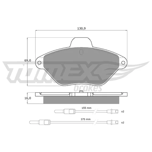 Sada brzdových platničiek kotúčovej brzdy TOMEX Brakes TX 11-89