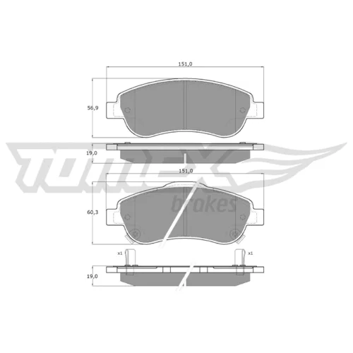 Sada brzdových platničiek kotúčovej brzdy TOMEX Brakes TX 15-70