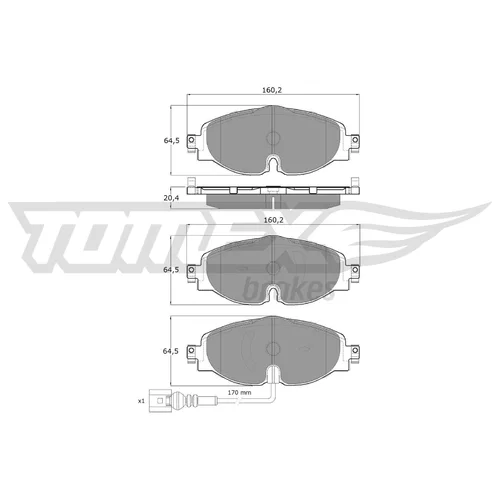 Sada brzdových platničiek kotúčovej brzdy TOMEX Brakes TX 16-97