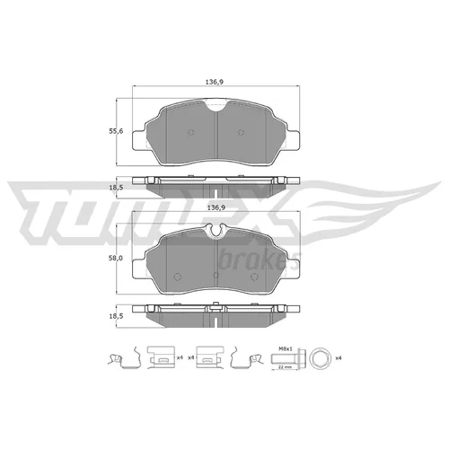 Sada brzdových platničiek kotúčovej brzdy TOMEX Brakes TX 18-92