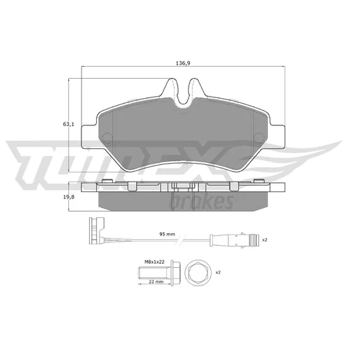 Sada brzdových platničiek kotúčovej brzdy TOMEX Brakes TX 14-27