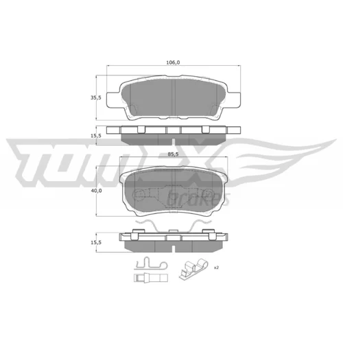 Sada brzdových platničiek kotúčovej brzdy TOMEX Brakes TX 14-87