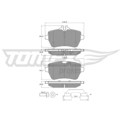 Sada brzdových platničiek kotúčovej brzdy TOMEX Brakes TX 18-78