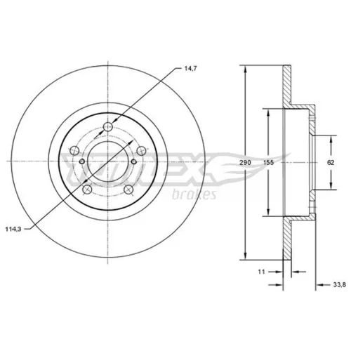 Brzdový kotúč TOMEX Brakes TX 72-86