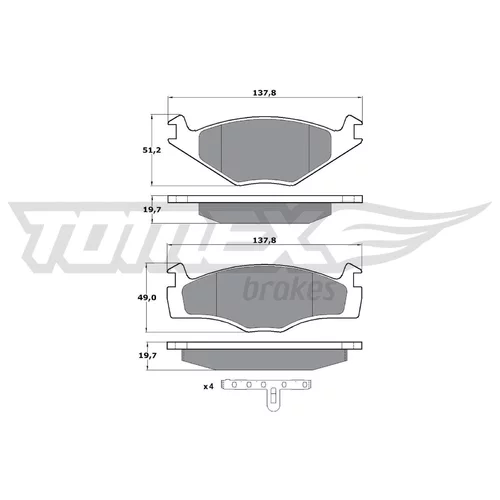 Sada brzdových platničiek kotúčovej brzdy TOMEX Brakes TX 10-53