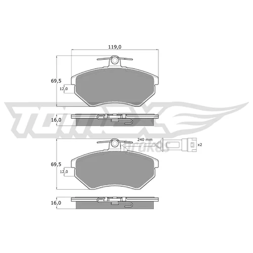 Sada brzdových platničiek kotúčovej brzdy TOMEX Brakes TX 10-631