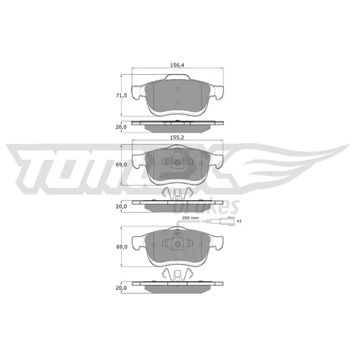 Sada brzdových platničiek kotúčovej brzdy TOMEX Brakes TX 16-63