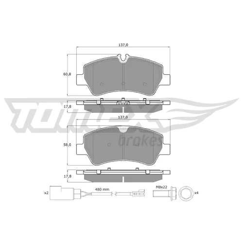 Sada brzdových platničiek kotúčovej brzdy TOMEX Brakes TX 16-961