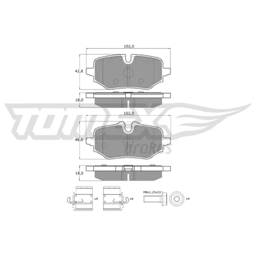 Sada brzdových platničiek kotúčovej brzdy TOMEX Brakes TX 60-77