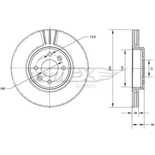 Brzdový kotúč TOMEX Brakes TX 70-22