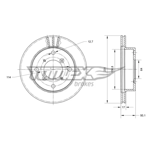 Brzdový kotúč TOMEX Brakes TX 70-59