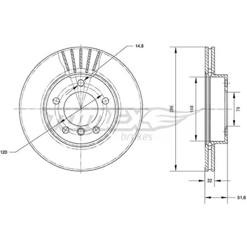 Brzdový kotúč TOMEX Brakes TX 71-02