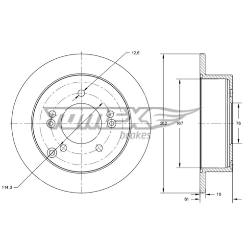 Brzdový kotúč TX 73-36 (TOMEX Brakes)