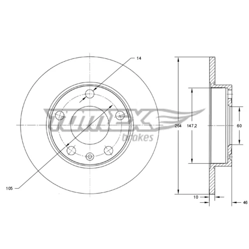 Brzdový kotúč TOMEX Brakes TX 73-72