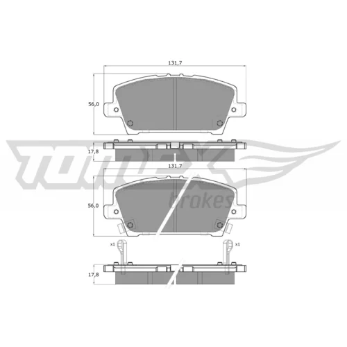 Sada brzdových platničiek kotúčovej brzdy TOMEX Brakes TX 14-52