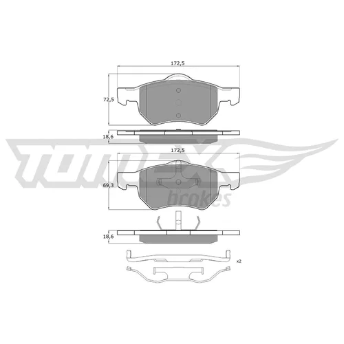 Sada brzdových platničiek kotúčovej brzdy TOMEX Brakes TX 15-30