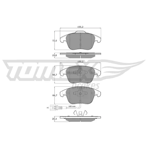 Sada brzdových platničiek kotúčovej brzdy TOMEX Brakes TX 15-82