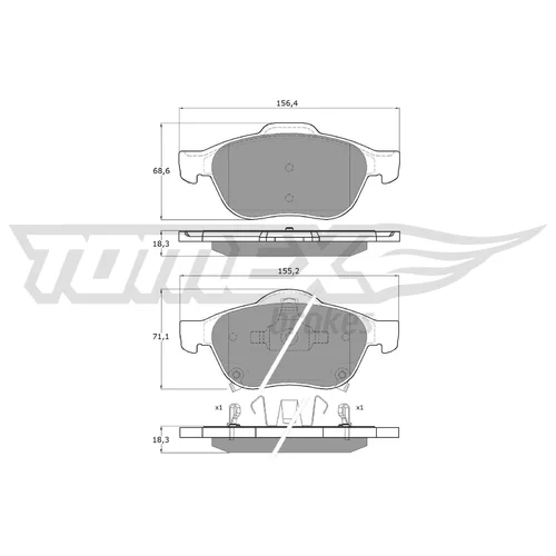 Sada brzdových platničiek kotúčovej brzdy TOMEX Brakes TX 13-64