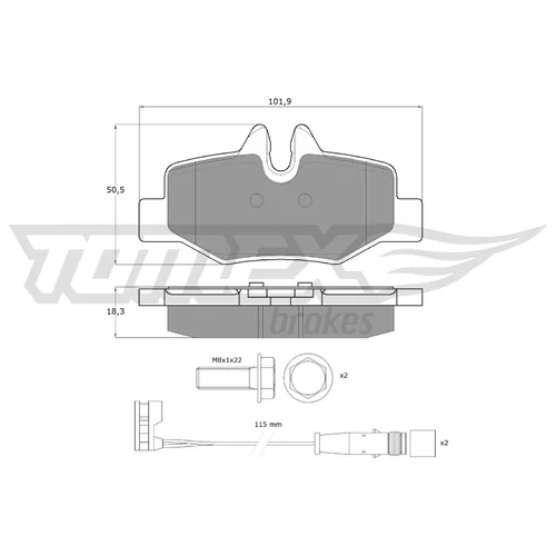 Sada brzdových platničiek kotúčovej brzdy TOMEX Brakes TX 15-13