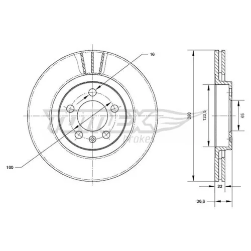 Brzdový kotúč TOMEX Brakes TX 70-09