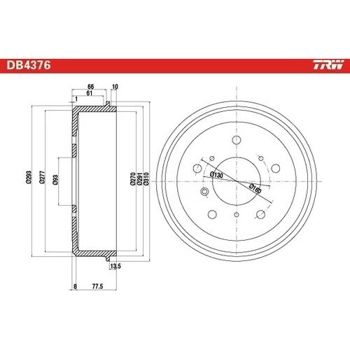 Brzdový bubon TRW DB4376 - obr. 1