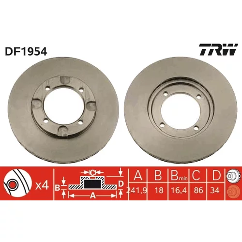 Brzdový kotúč TRW DF1954